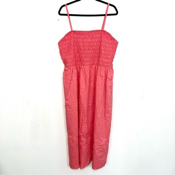 Old Navy Pink Smocked Bust Convertible Cotton Maxi Dress Cami Strapless 2X - Picture 1 of 5